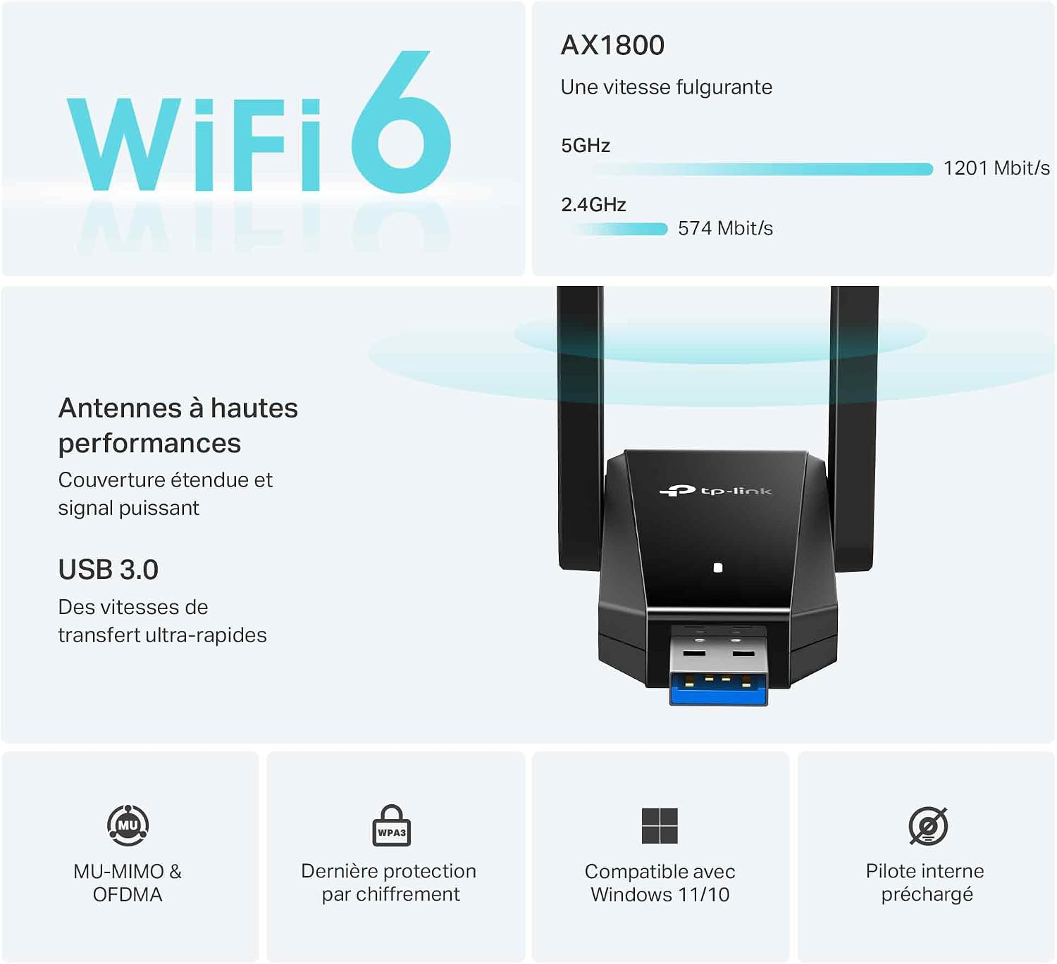 Thumbnail 2 de TP-Link Archer TX30U Plus Adaptateur Wi‑Fi 6 AX1800 📡