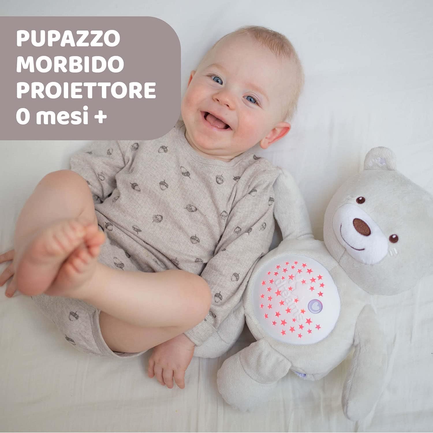 Detalle de Chicco First Dreams Orsacchiotto Peluche Baby Bear: Pupazzo Proiettore con Luce Notturna e Melodie per Neonati