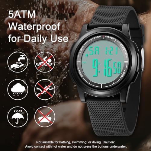 Detalle de HANPOSH Reloj Hombre: Impermeable, Cuarzo Analógico, LED y Correa de Silicona