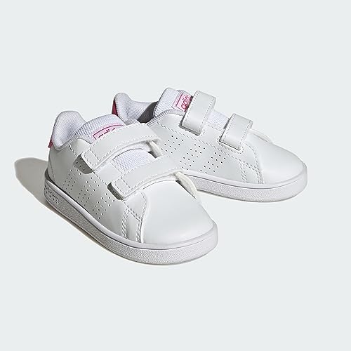 Detalle de adidas Advantage Lifestyle Court Two Hook-And-Loop Shoes para bebé (Cloud White/Real Pink/Core Black), 22 EU
