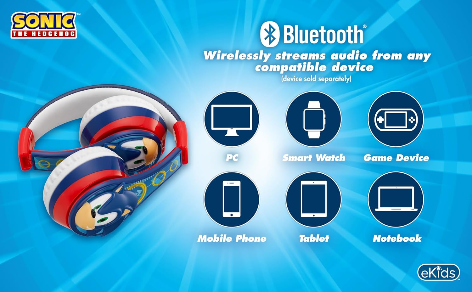 Thumbnail 6 de Sonic The Hedgehog Bluetooth Headphones for Kids