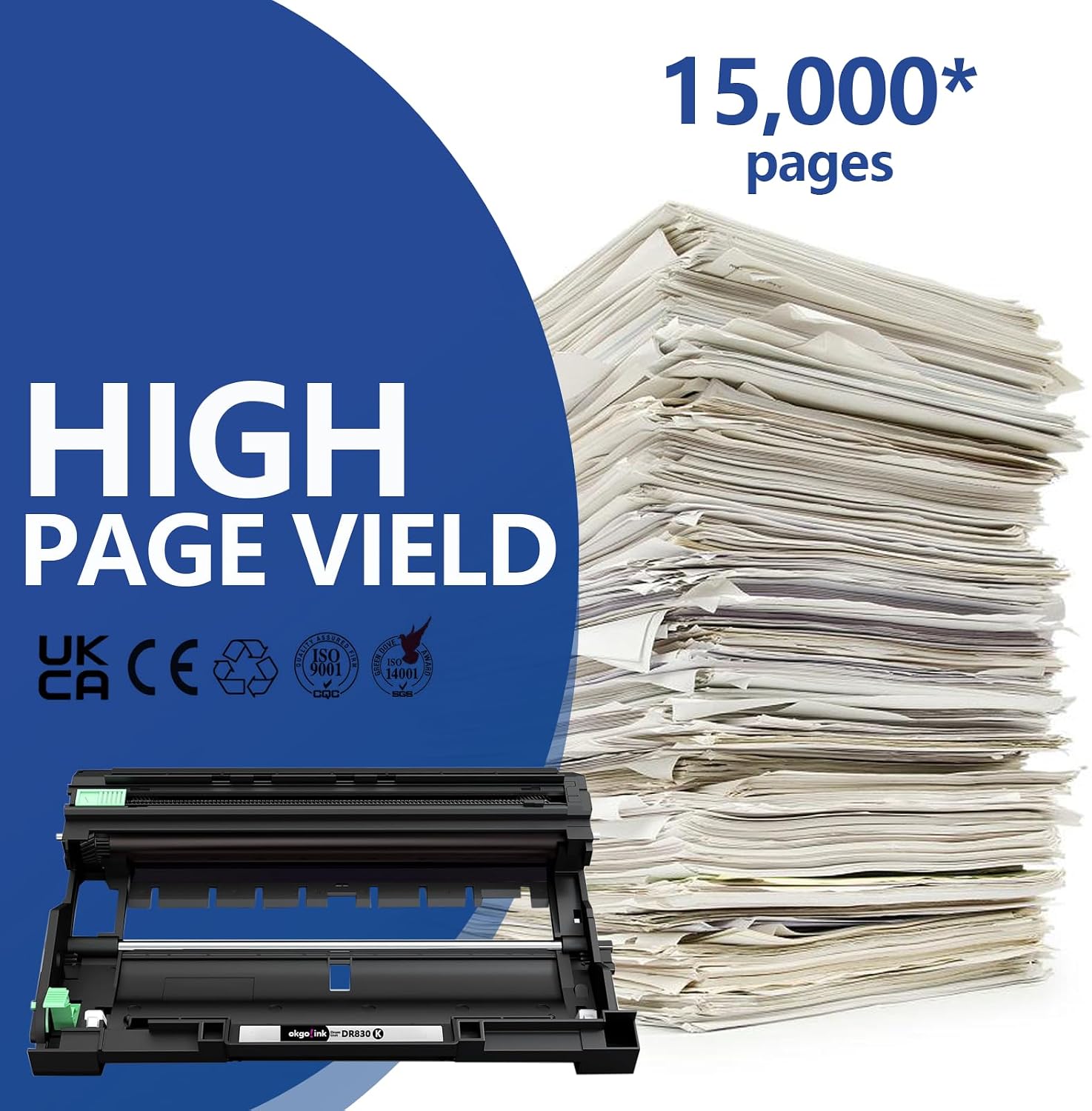 Detalle de OKGO!INK DR830 Drum Unit 2-Pack for Select Brother Printers, Up to 15,000 Pages