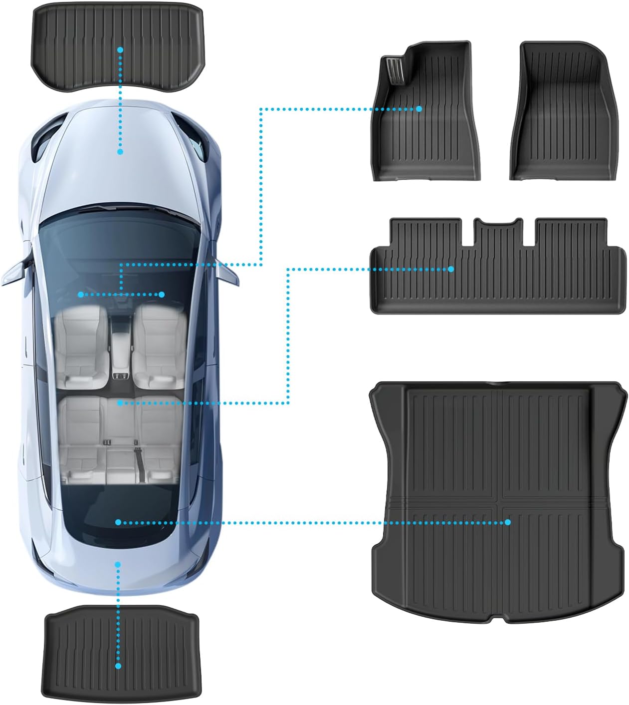 Thumbnail 1 de WUTGHUI TPE Floor Mats for Tesla Model 3 (2019-2023) – All Weather Cargo Liner Full Set