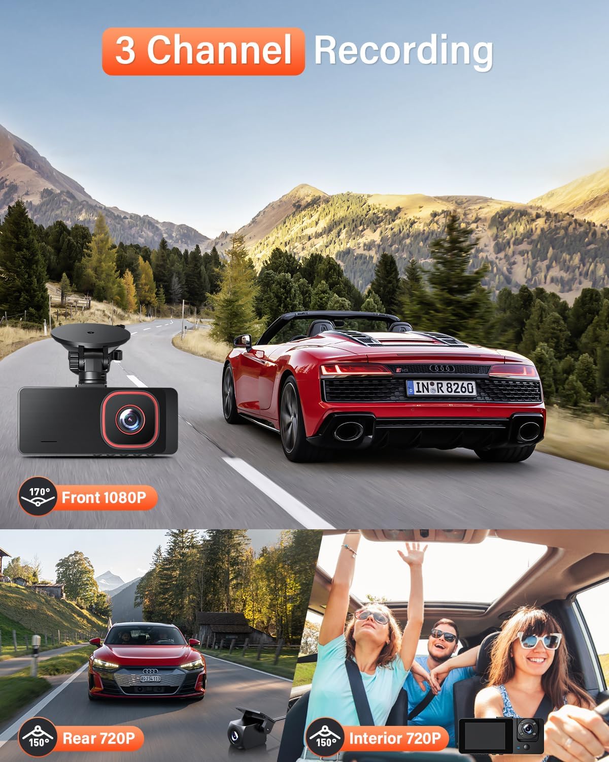 Thumbnail 2 de Bestsee Dashcam 1080P 3-Kanal