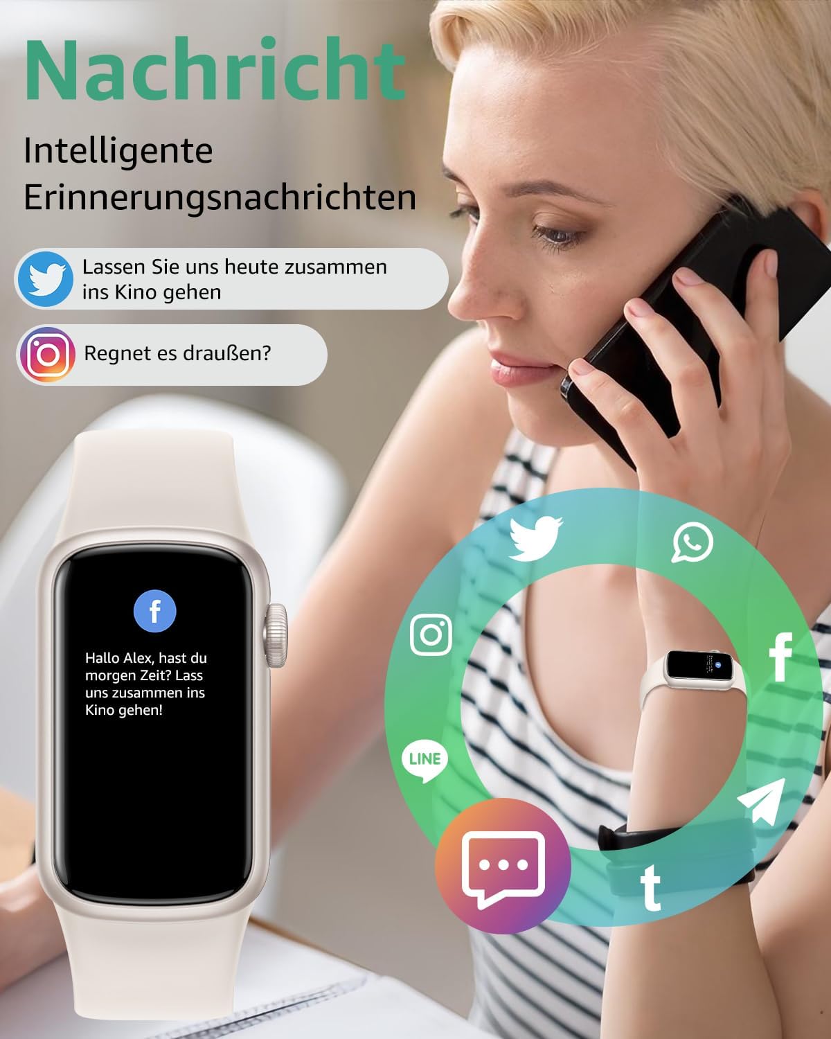 Thumbnail 3 de BUTFORFIT Fitness Tracker – 1,47 Zoll HD-Display, IP68, Schlafmonitor und 130+ Modi