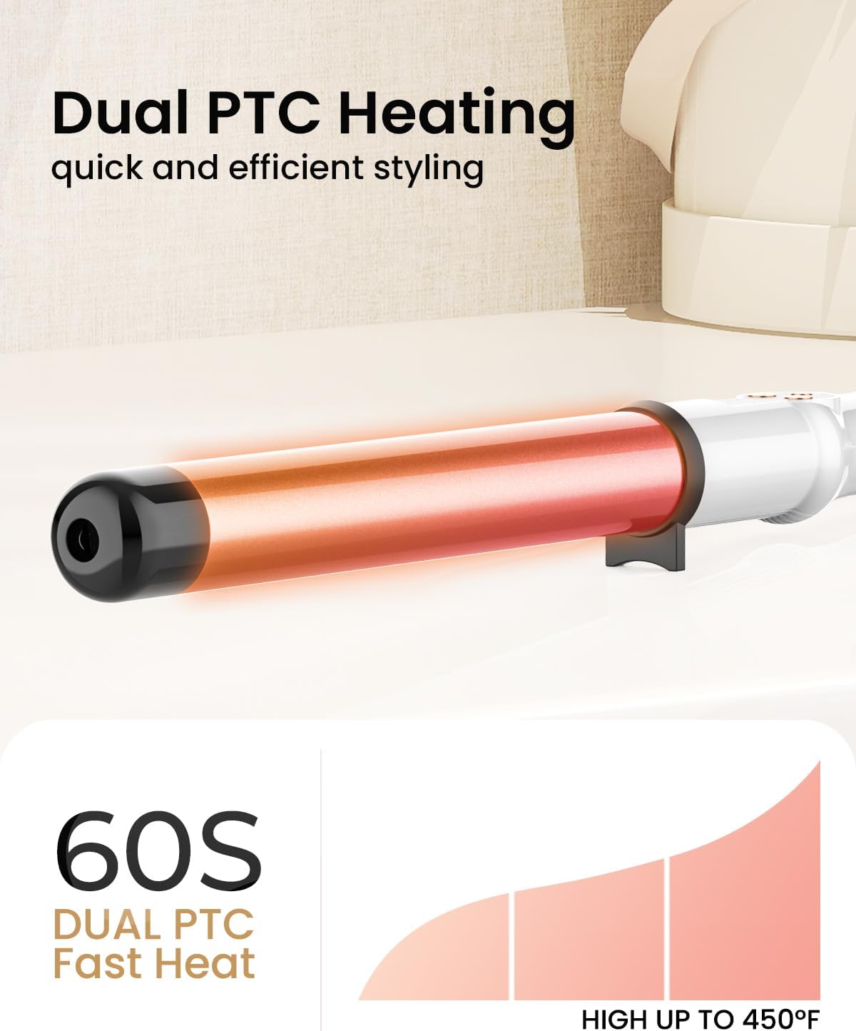 Detalle de 32MM Extra Long Barrel Ceramic Curling Wand 🔌