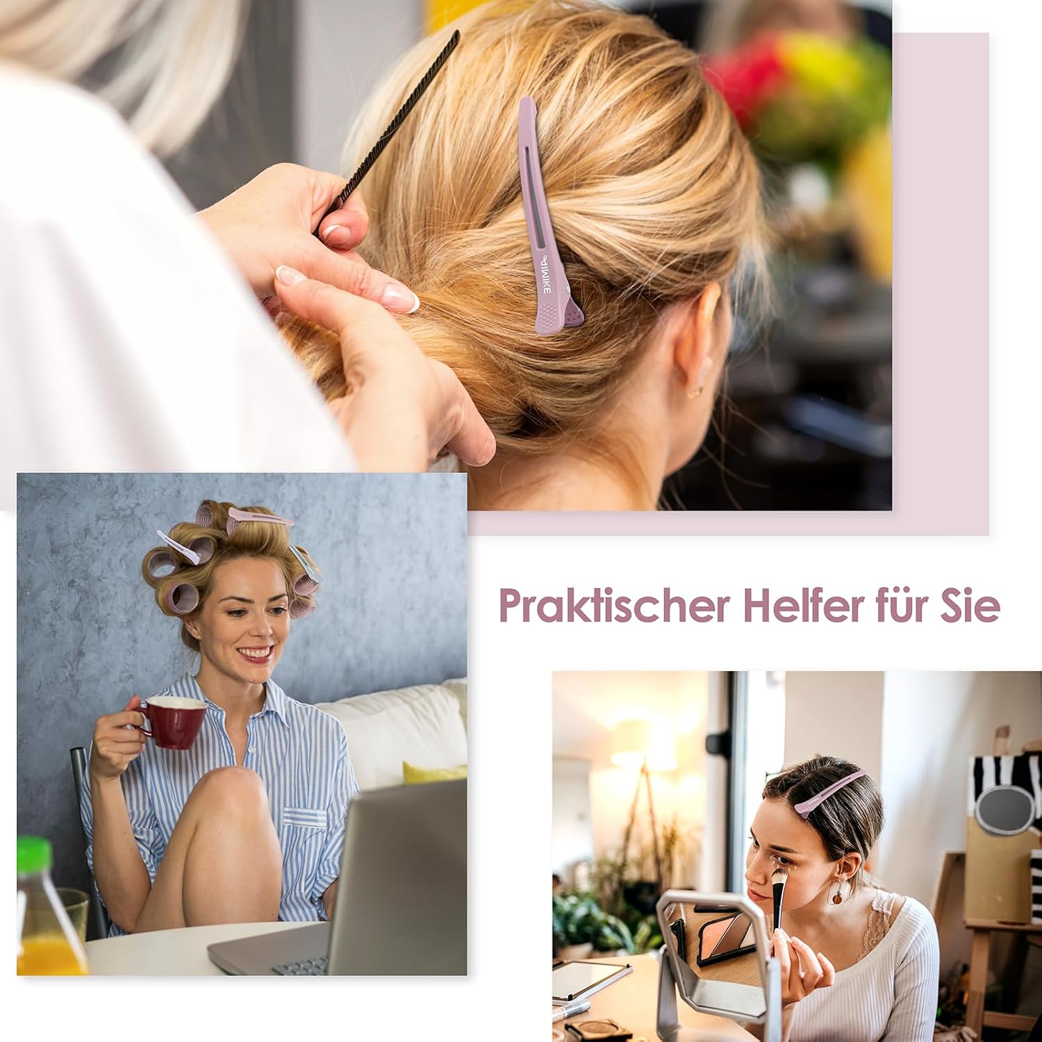 Detalle 2 de AIMIKE 12 Haarklammern Morandi – hochwertige Haarklämmer für präzises Styling