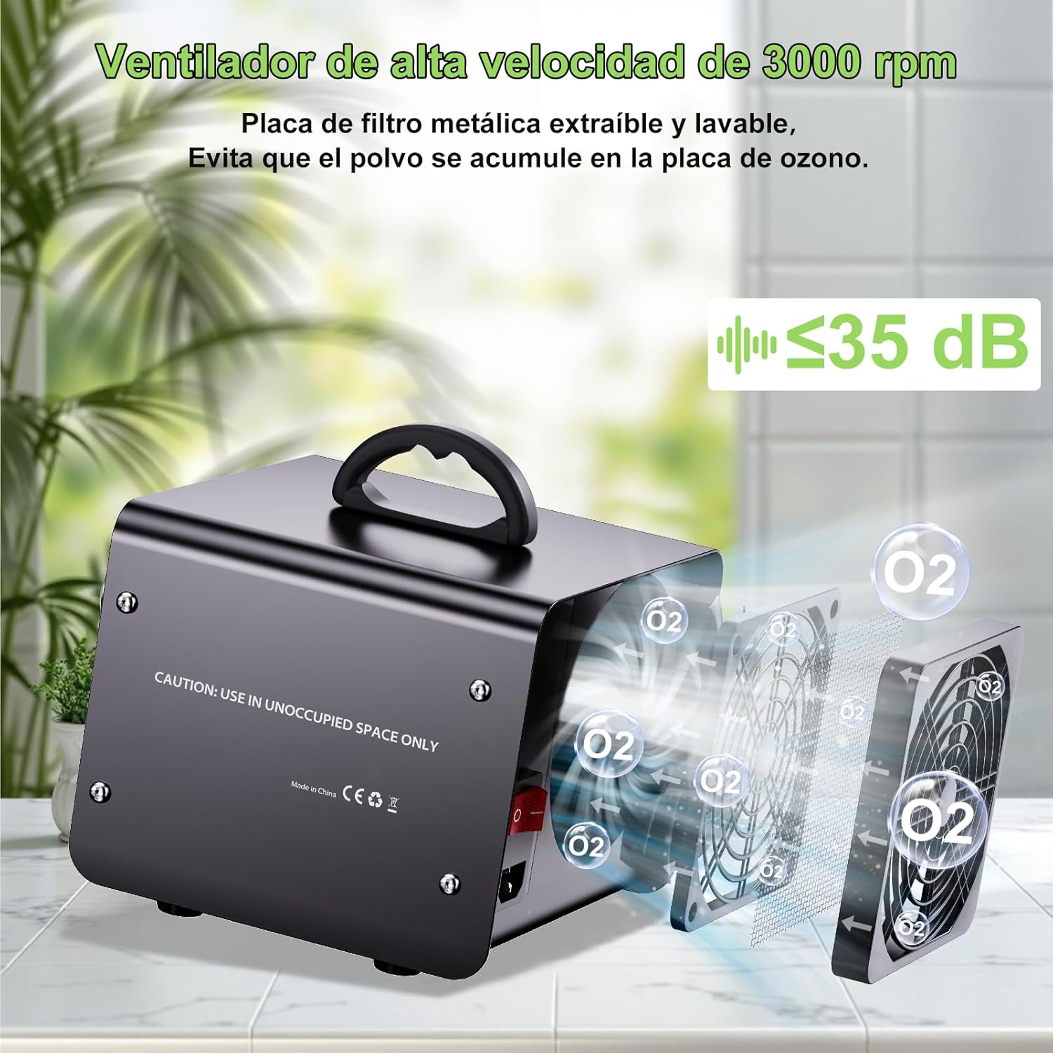 Thumbnail 4 de ENRIPRT Generatore di ozono professionale 60.000 mg/h con indicatore temperatura e umidità e timer 120 minuti (fino a 300 m²)