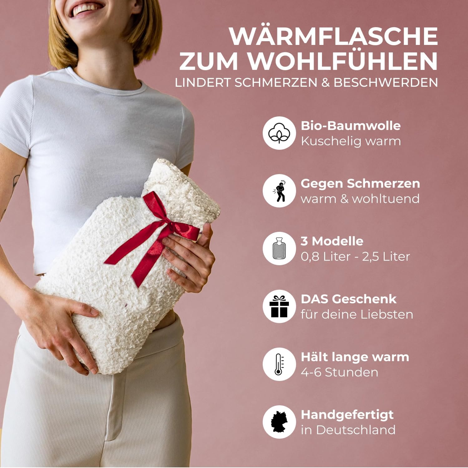 Detalle 2 de easy and green® Kuschel Wärmflasche 2 L Wärmflasche