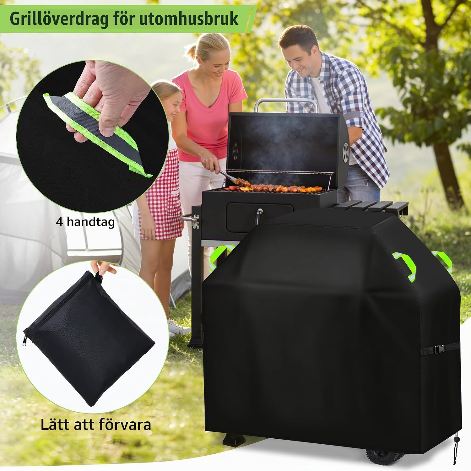 Detalle 2 de Gucass B12-0187-01 grillskydd i 420D Oxford, 145 × 60 × 120 cm