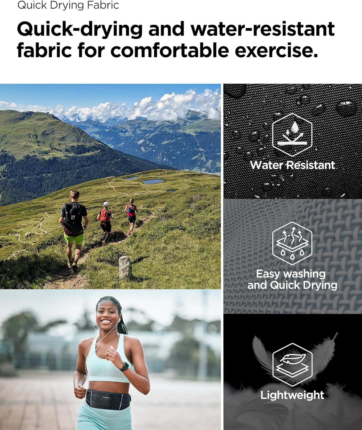 Thumbnail 1 de Spigen Dynamic Shield Cintura da Corsa: marsupio porta cellulare con strisce riflettenti e cintura regolabile, nero