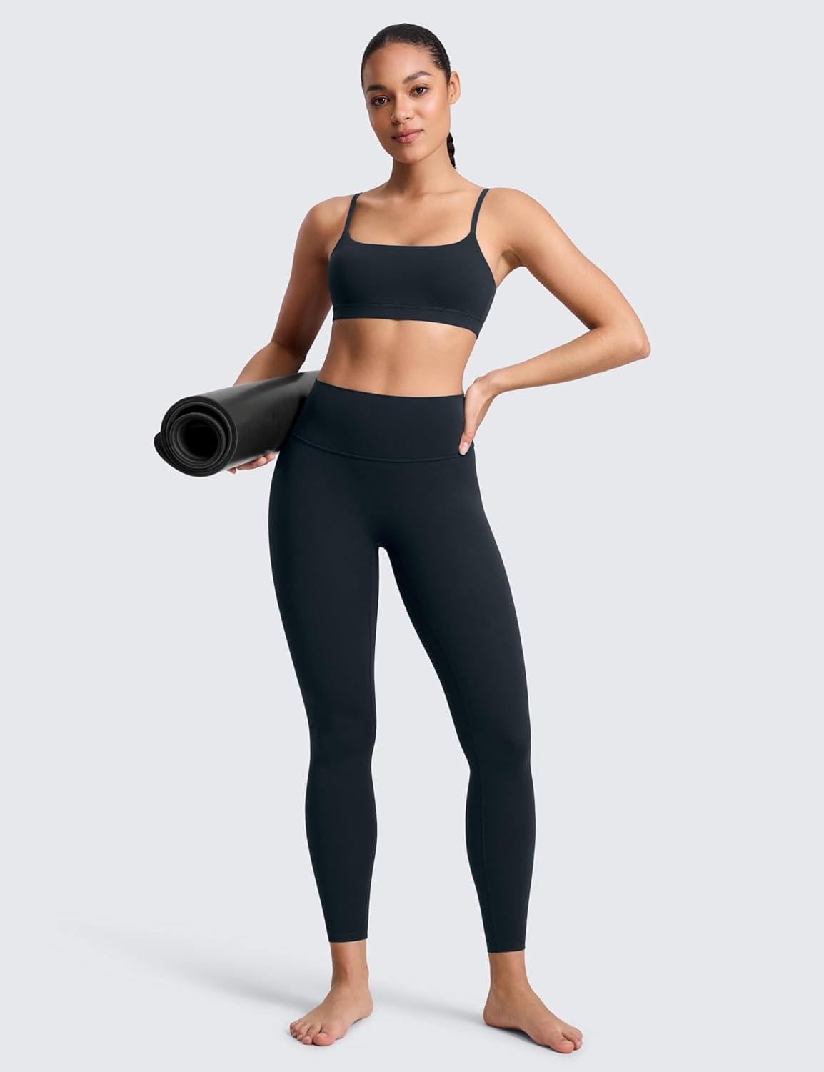 Detalle de CRZ YOGA Womens SculptAir No Front Seam Yoga Leggings 25" – High Waisted Stretchy Workout Pants
