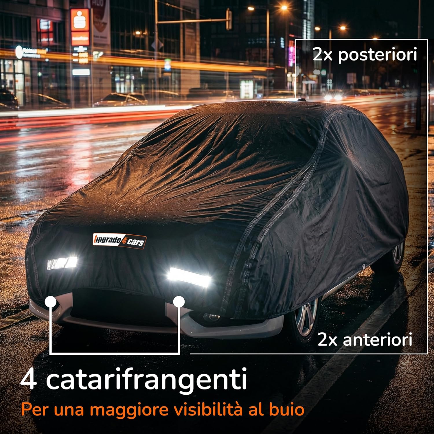 Detalle de Upgrade4cars Telo Copriauto Esterno Premium Versione 2026 Impermeabile – Copertura Completa per Tutte le Stagioni (S 410x177x120 cm)