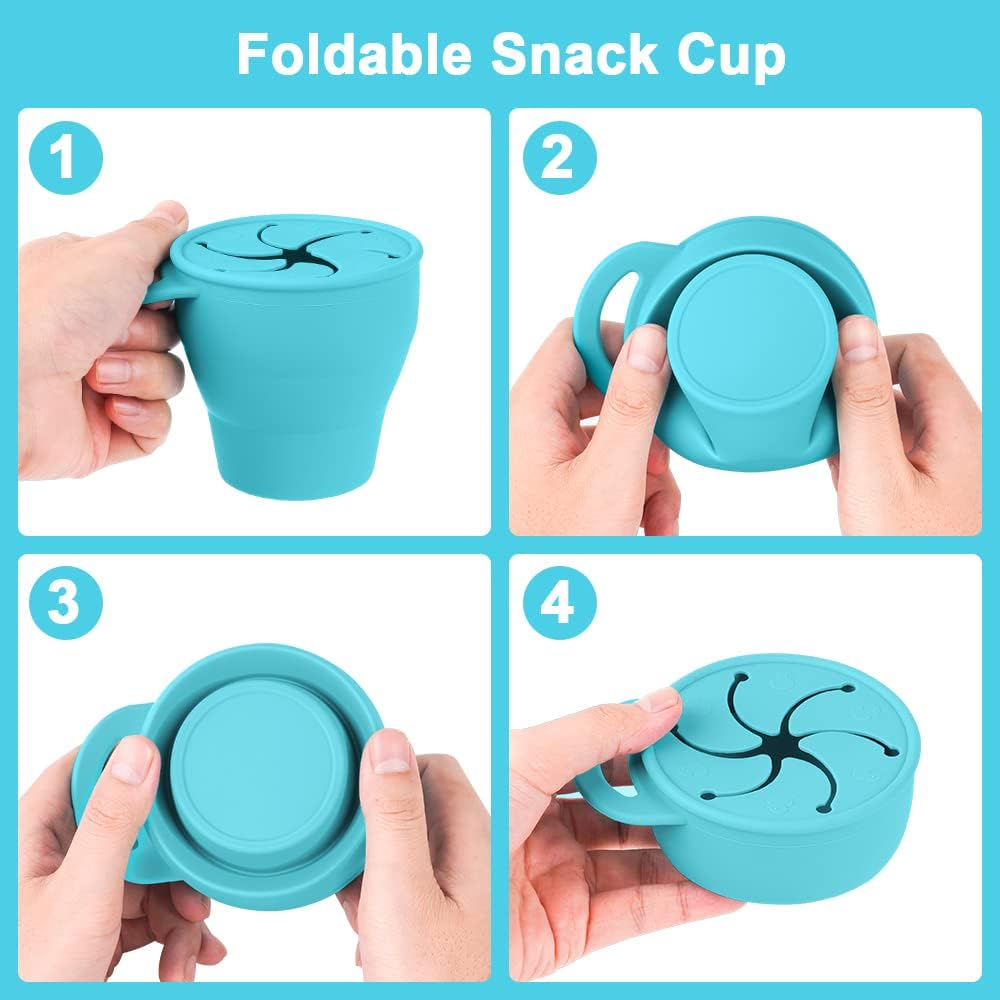 Detalle de Vicloon Tazza per Spuntino 350ML in Silicone senza BPA con Copertura a Petali Rosa