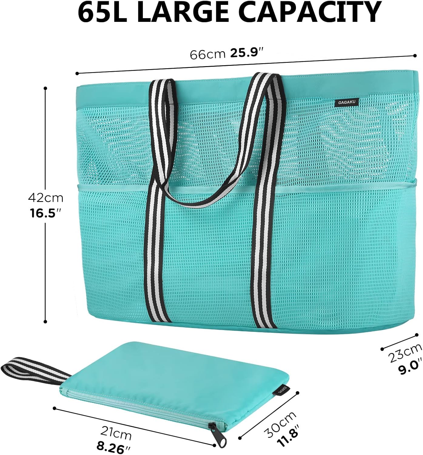 Detalle de GAGAKU Sac de voyage extra large - Sac à main pliable en filet pour plage et shopping