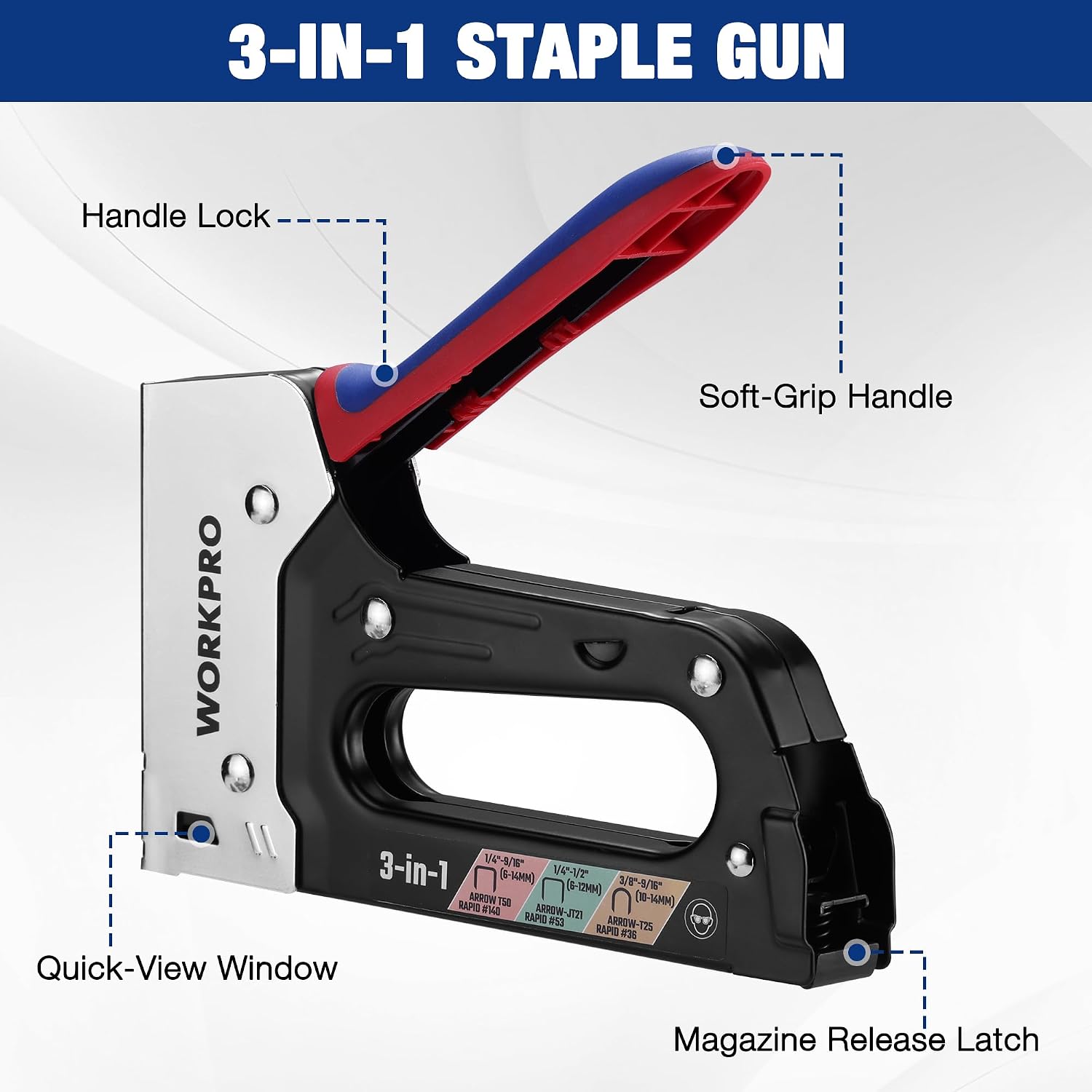 Thumbnail 1 de WORKPRO Upholstery Staple Gun, 3-in-1