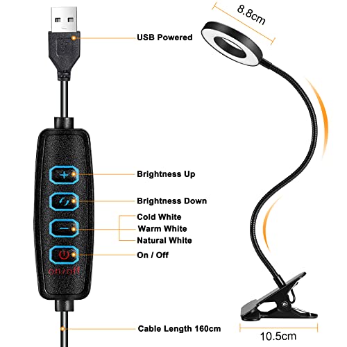 Thumbnail 3 de UNIFUN Clip On Reading Light: 3 Colour Modes, 10 Dimmable Brightness Levels, 48 LEDs