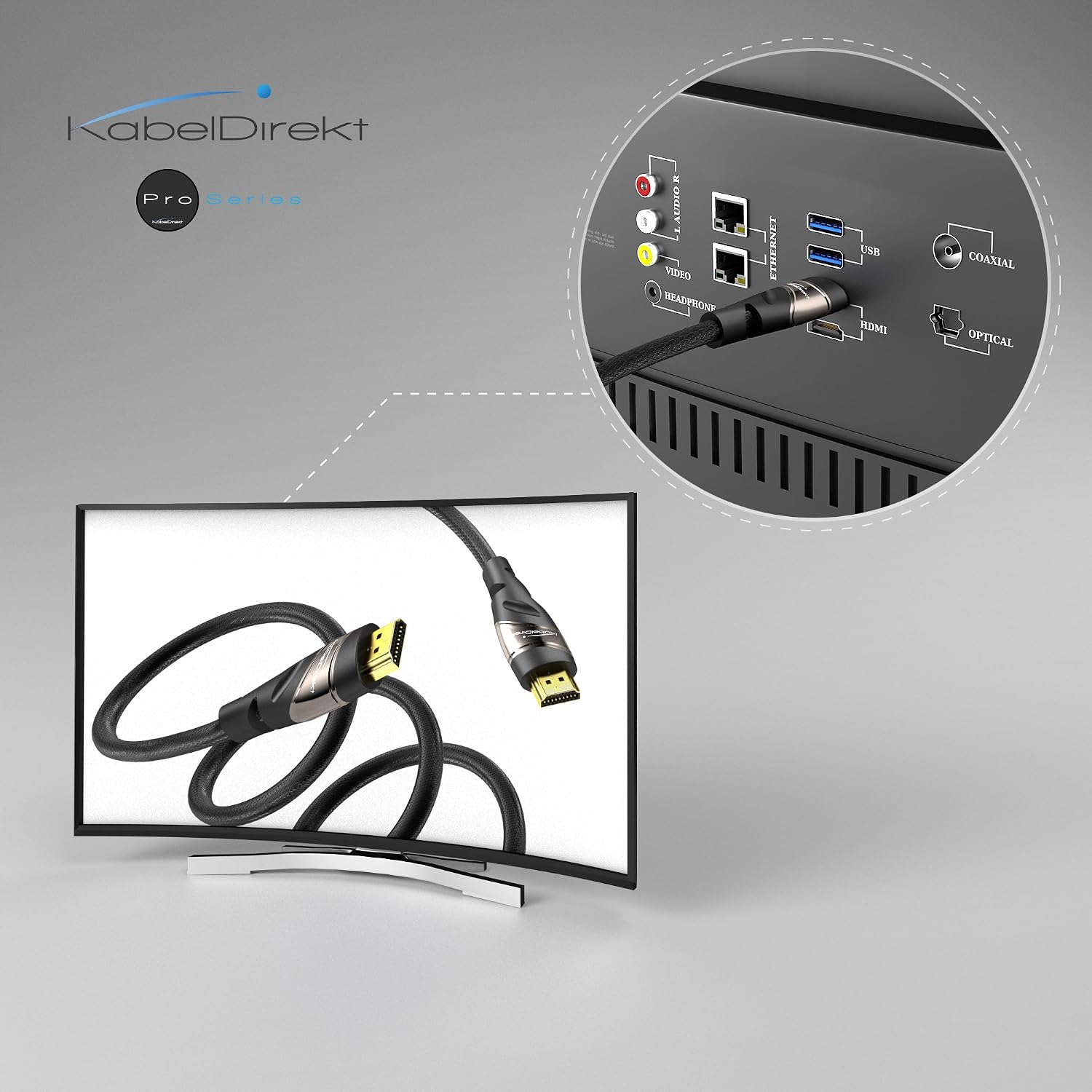 Detalle de KabelDirekt 1 m Cavo HDMI 4K High Speed with Ethernet: affidabile, compatibile e pronto all’uso
