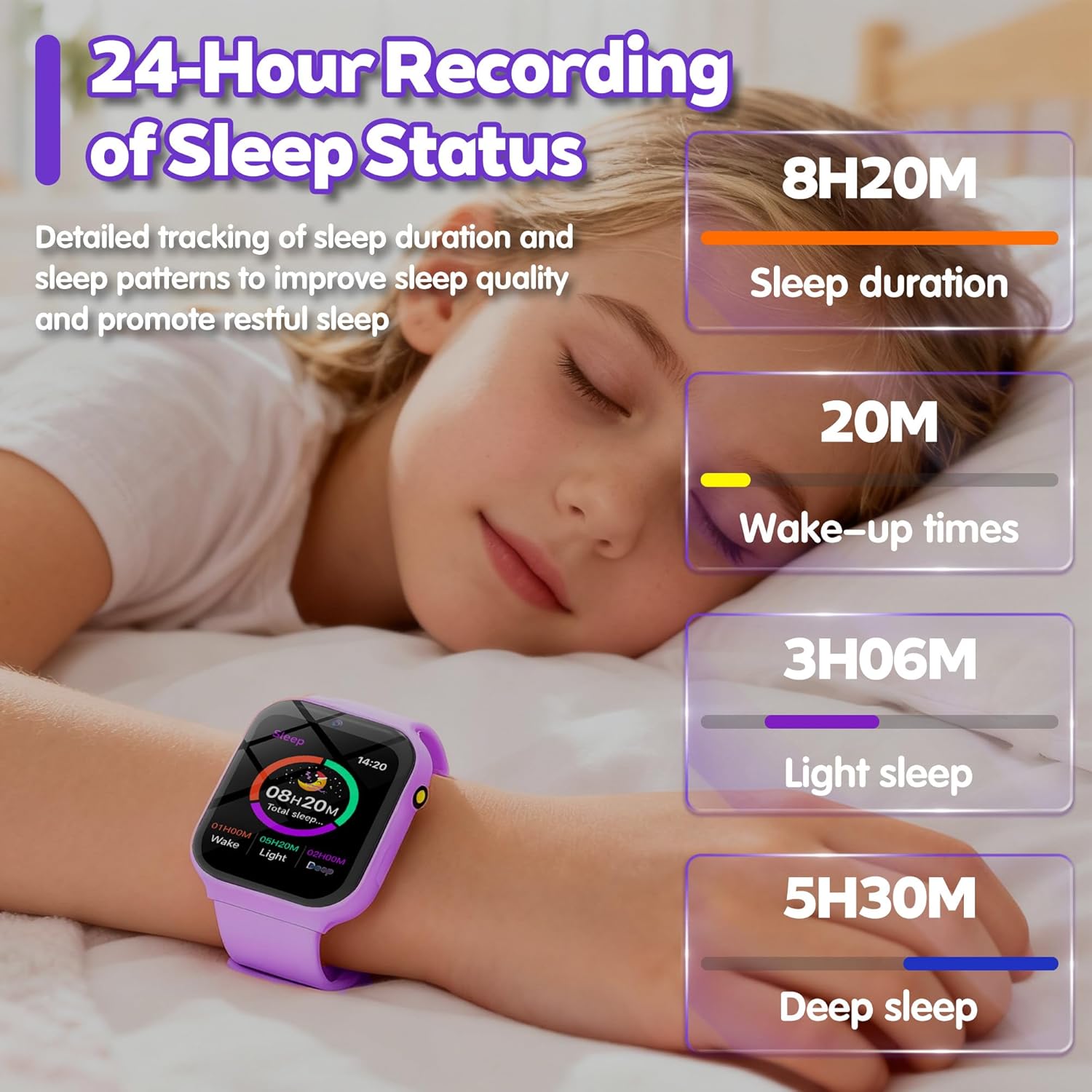 Detalle de Tzzulsx Kids Smart Watch: 1.83-Inch Touch Screen, 18 Educational Games, Sleep Tracker and Camera