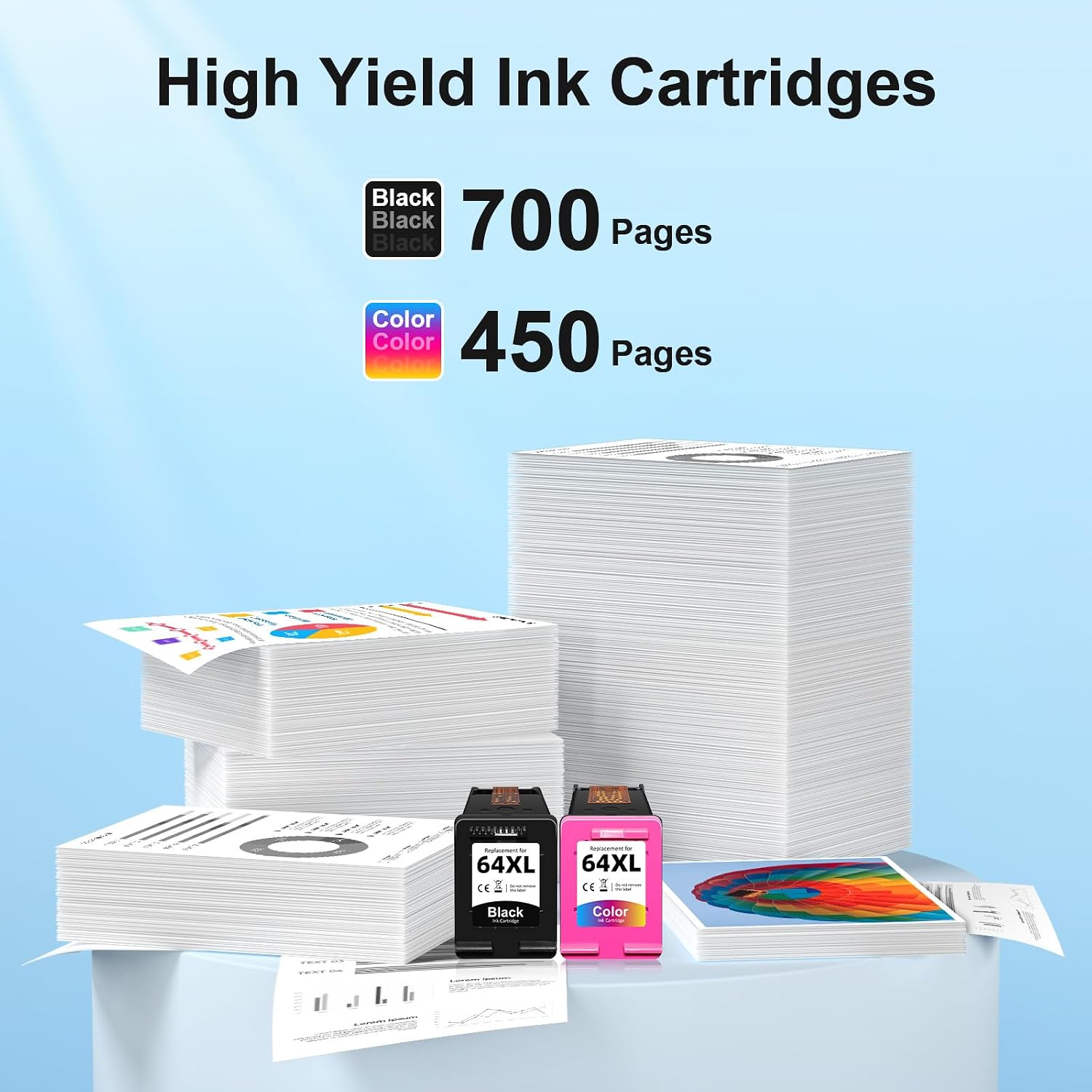 Thumbnail 2 de NVN Compatible for HP 64XL Ink Cartridge Combo Pack, Black and Color