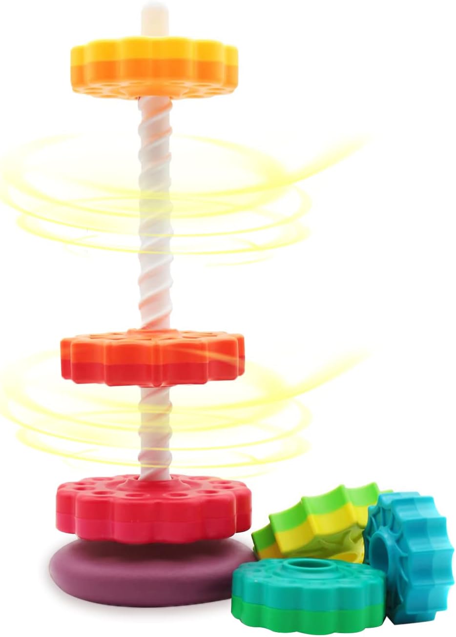 Detalle 1 de LUCKFUTURE Rainbow Stacking Rings for Toddlers 🎲