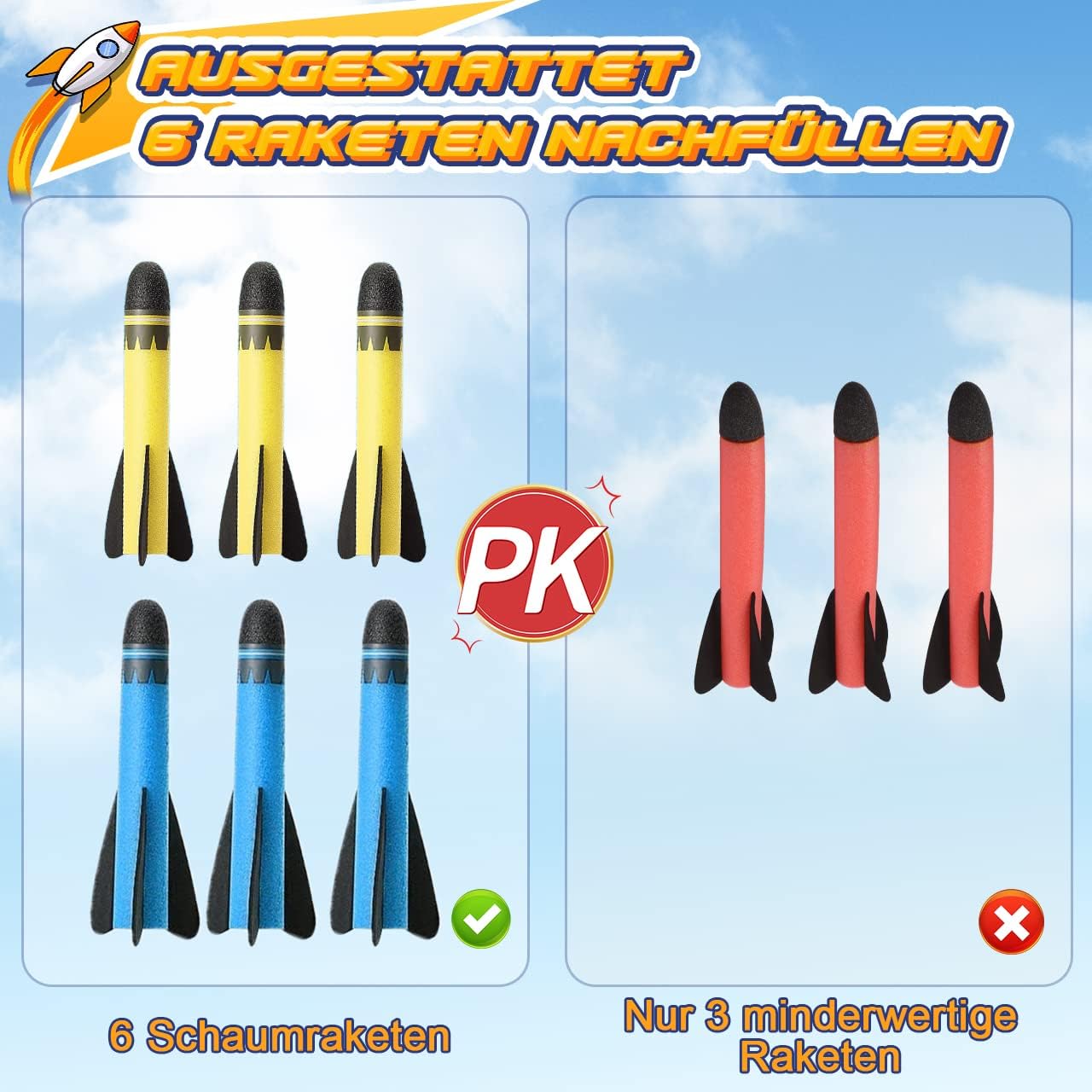 Thumbnail 1 de DejaNard Raketen Spielzeug Outdoor 3–12 Jahre