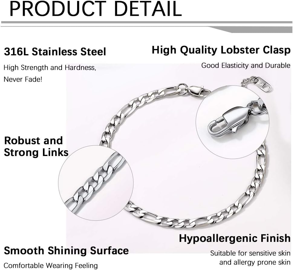 Thumbnail 2 de PROSTEEL Cavigliera a catena regolabile in acciaio 316L, set impilabili estetica tricolore