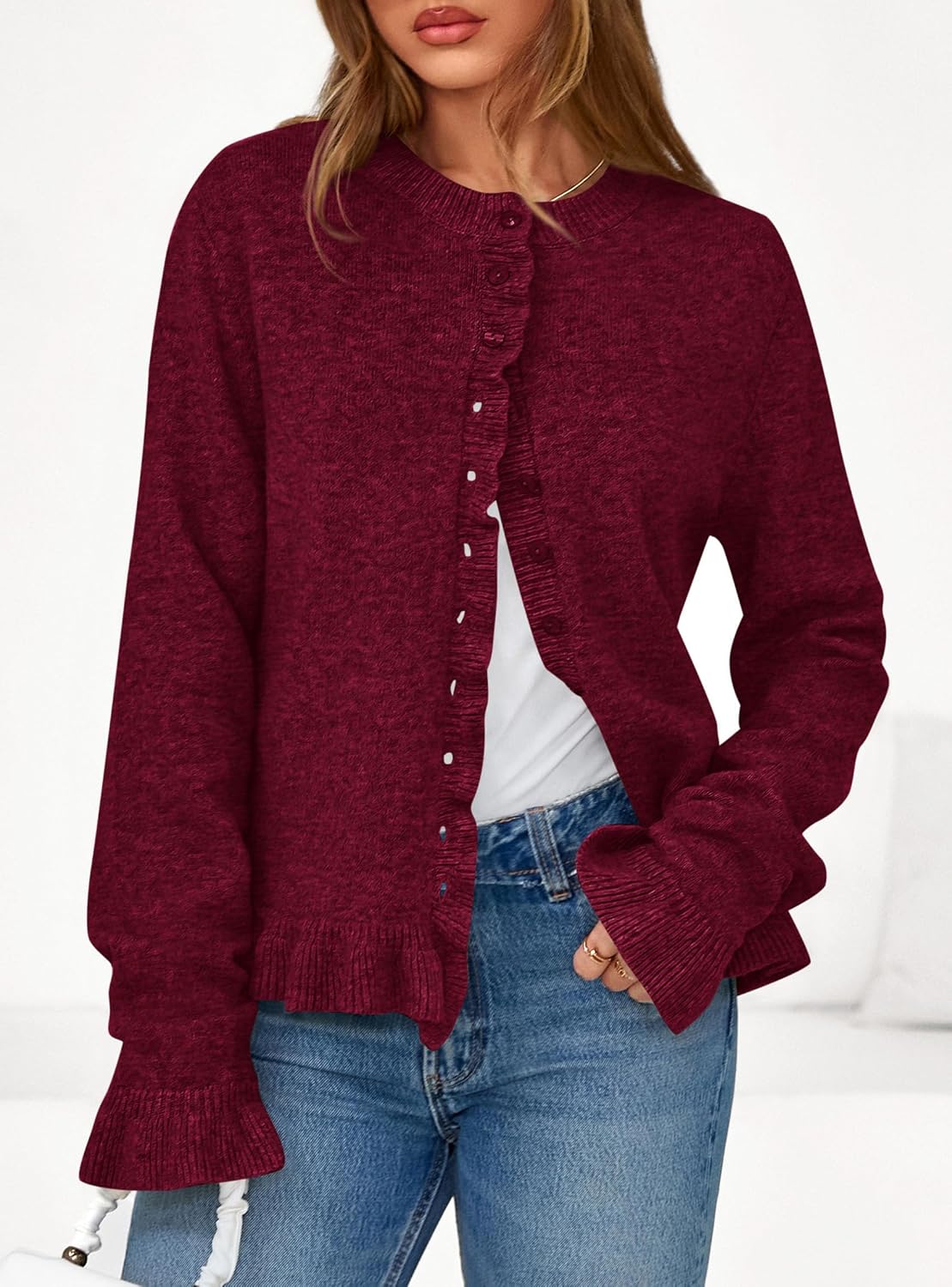 Detalle 2 de PRETTYGARDEN Cropped Cardigan Sweater