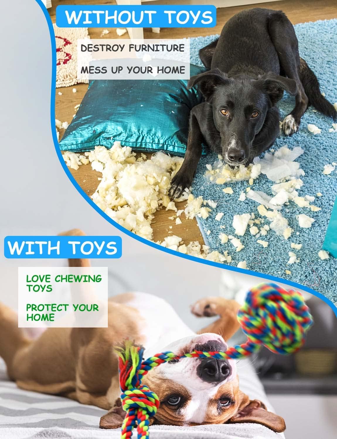 Thumbnail 5 de Decyam Rope Puppy Teething Chew Toy 4-Pack (giraffe, carrot and tug ropes) for small dogs