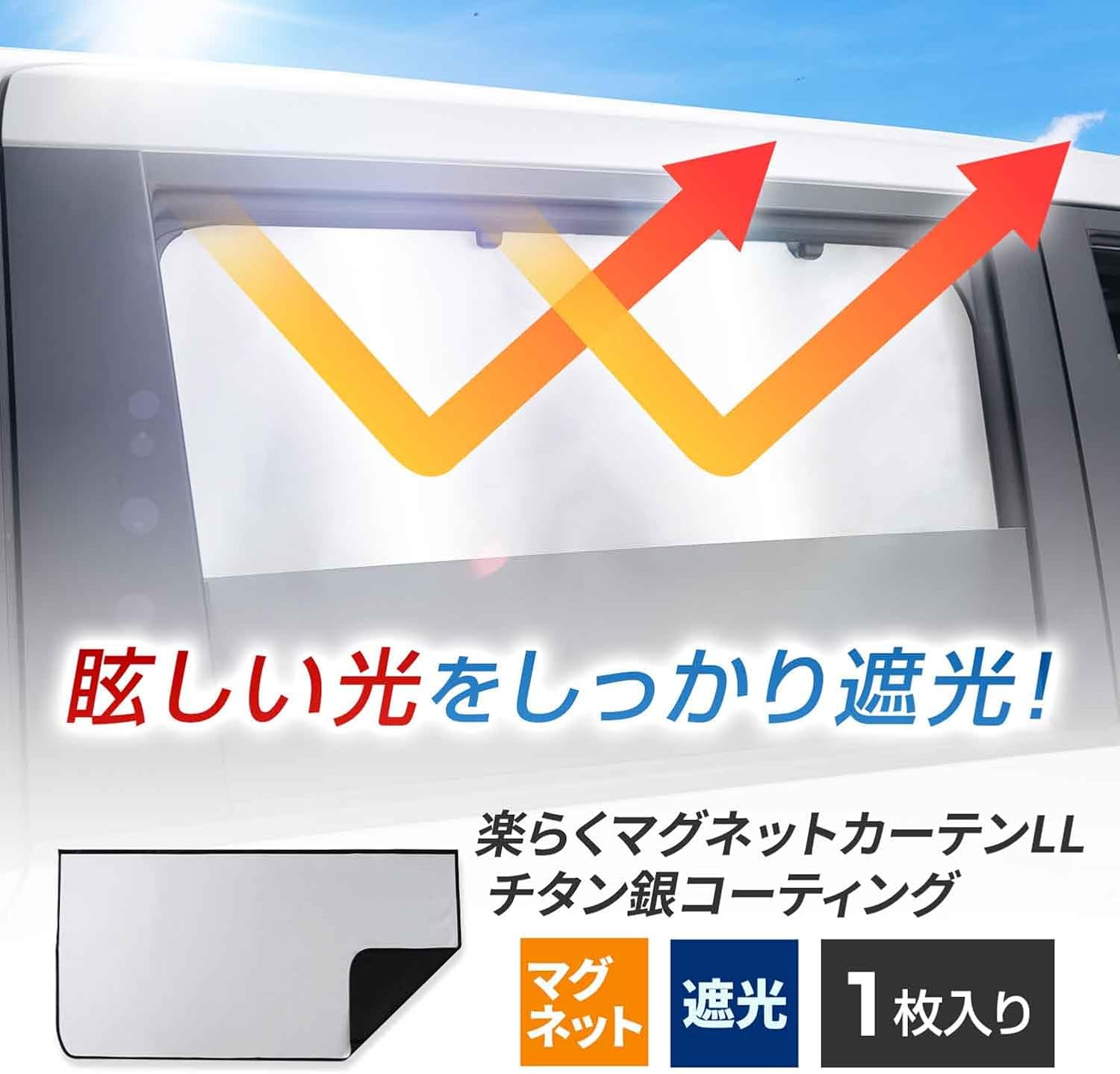 Detalle de セイワ(SEIWA) IMP280 車用マグネットカーテン LL 55×105cm チタン銀コート・遮光1級
