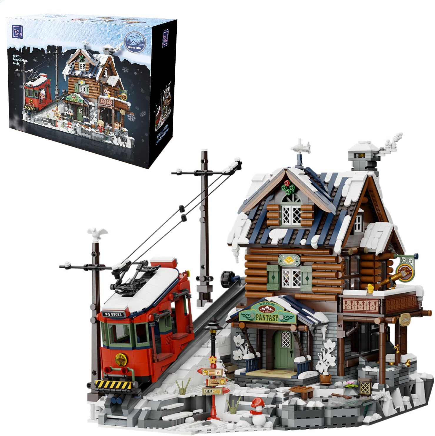 Detalle de PANTASY Winter Summit Ski Lodge Building Set 🧩