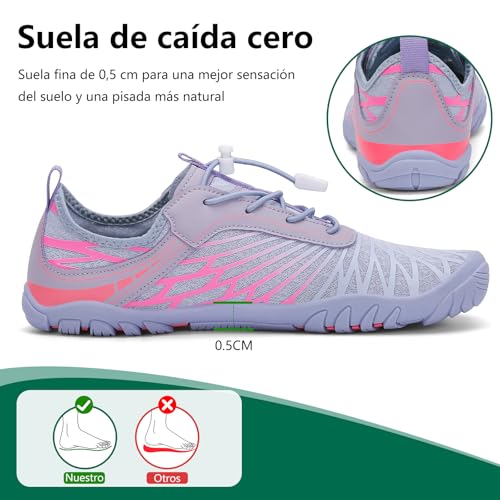 Thumbnail 3 de SAGUARO Barefoot escarpines de agua para mujer plegables, secado rápido y puntera ancha (morado oscuro, talla 38)