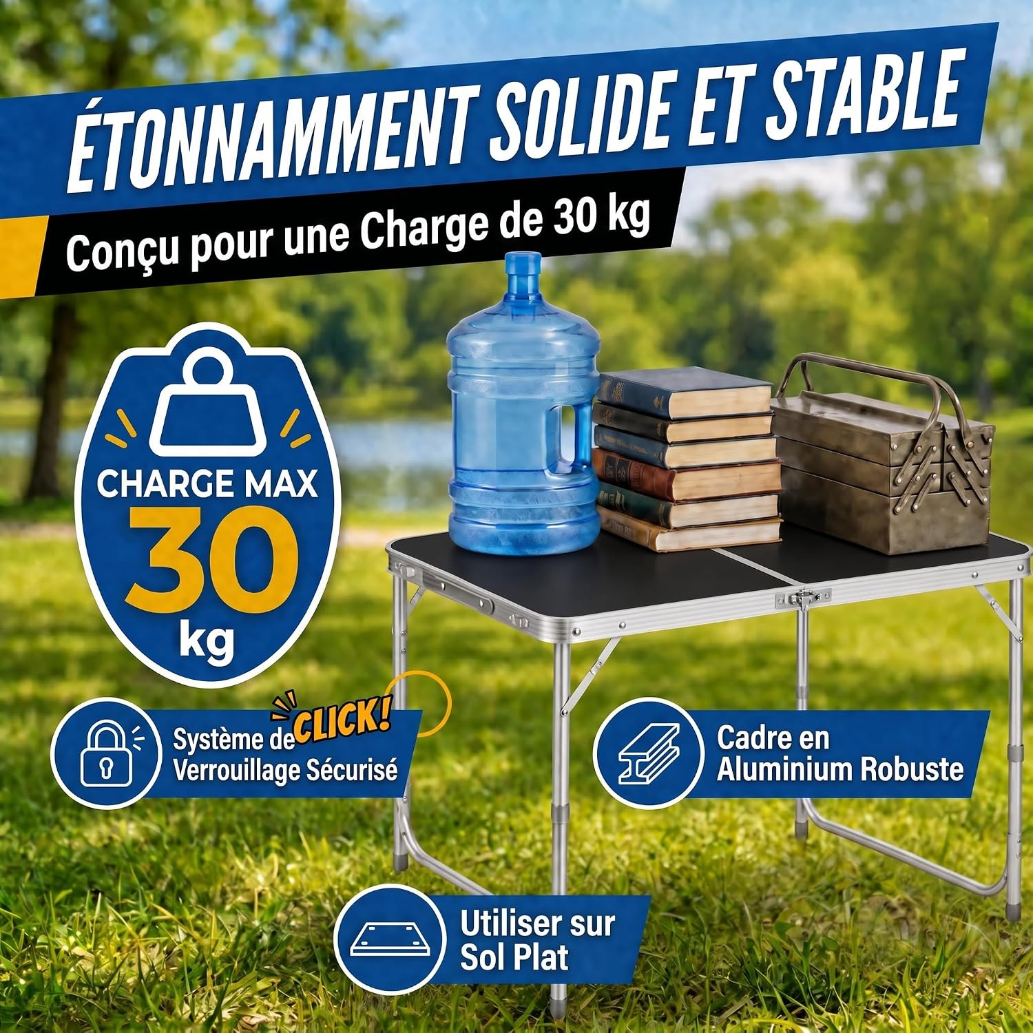 Thumbnail 4 de GOODS+GADGETS 3169011 klaptafel met verstelbare hoogte en 4 krukken