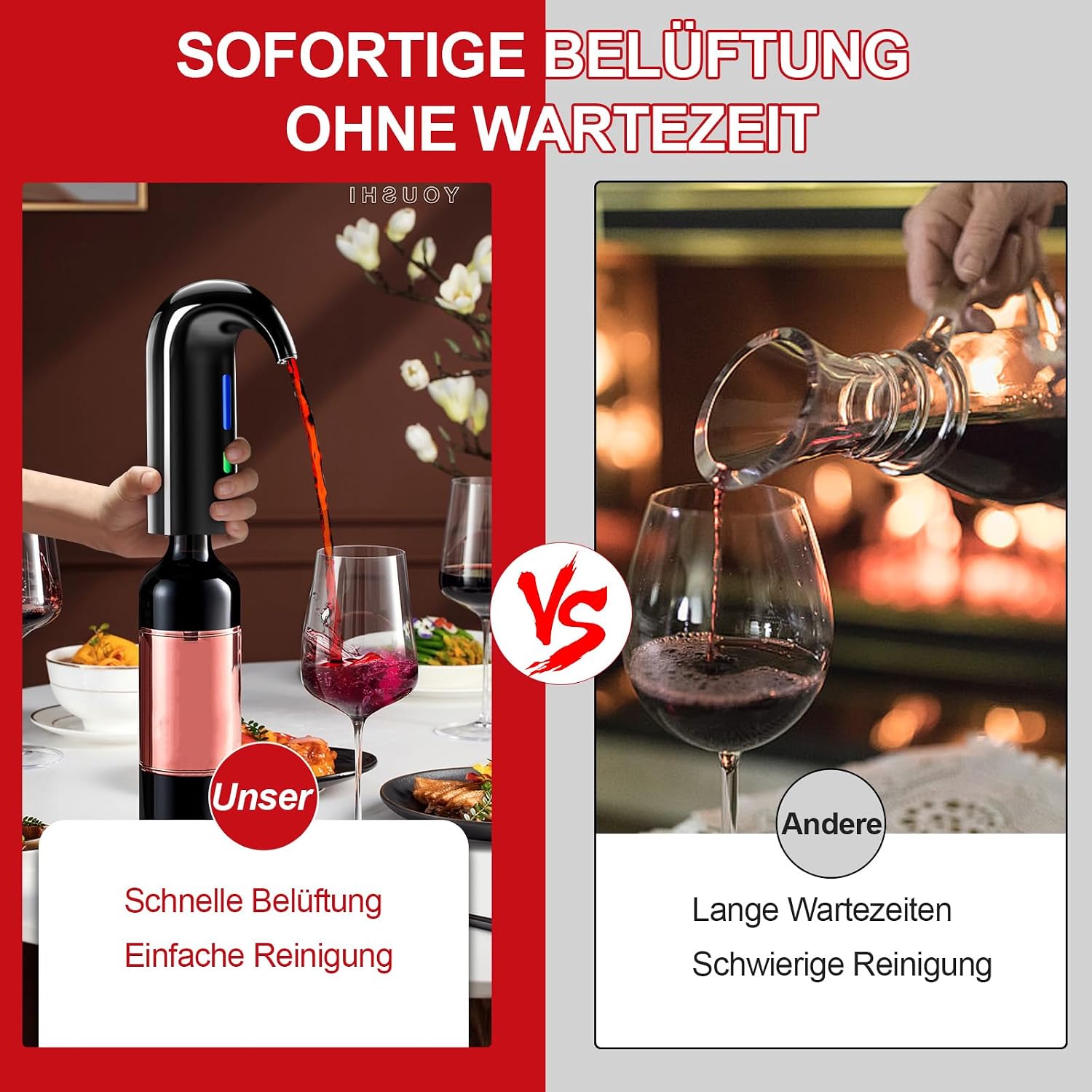 Detalle 2 de Cosyall Elektrischer Wein Dekanter mit 6,5 cm