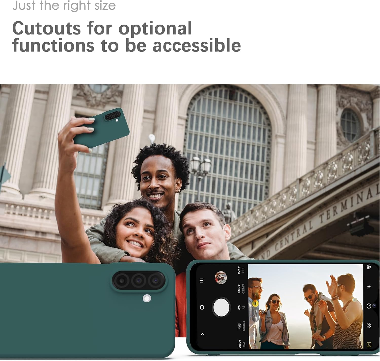 Detalle 2 de YATWIN Silicone Case for Samsung Galaxy A17 – Soft-Touch, Slim, Shockproof, Dark Green