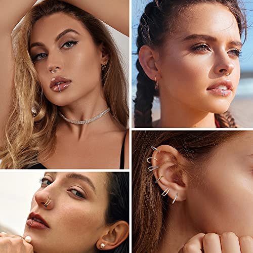 Detalle de Dochais 4er-Set Nasenpiercing Ringe aus Chirurgenstahl – 18G, Septum & Tragus
