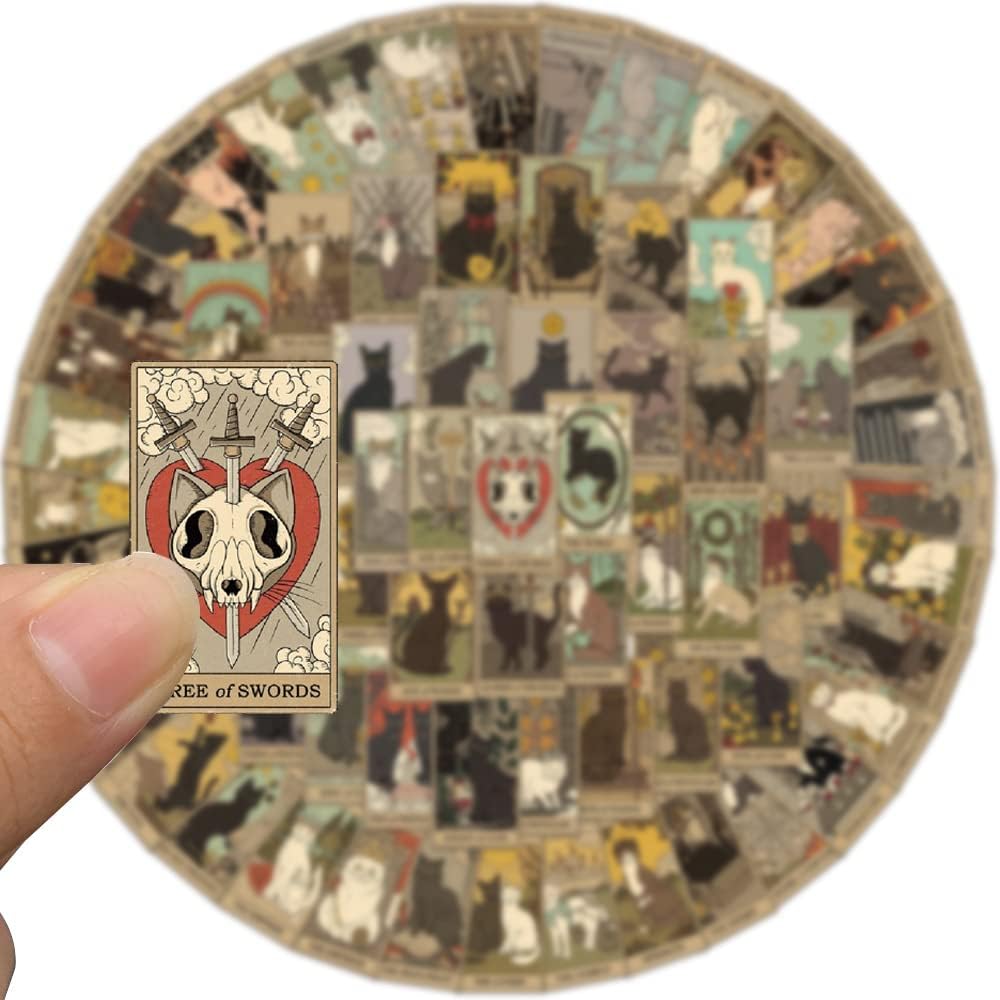 Detalle de Cat Tarot Vinyl Stickers, 72-Piece Set