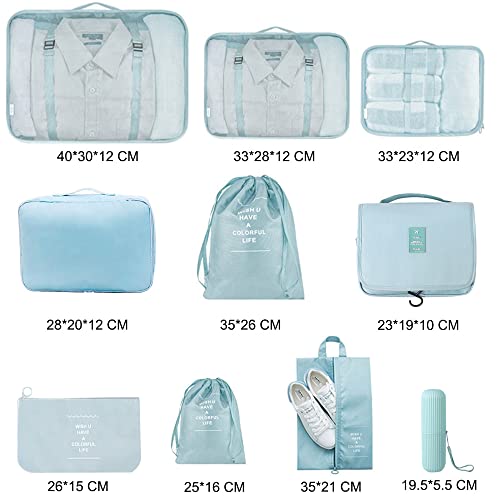 Thumbnail 3 de Toifucos 10pcs Travel Packing Cubes Set – Waterproof, See-Through, Durable Luggage Organisers (Blue)
