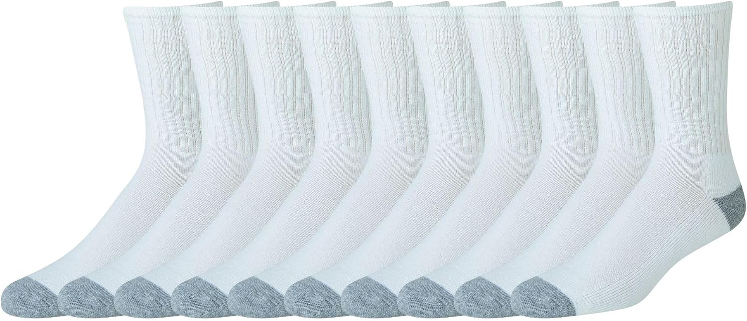 Detalle de Amazon Essentials Herren Crew-Socken aus Baumwolle – gepolstert, bequem und langlebig (10er-Pack)