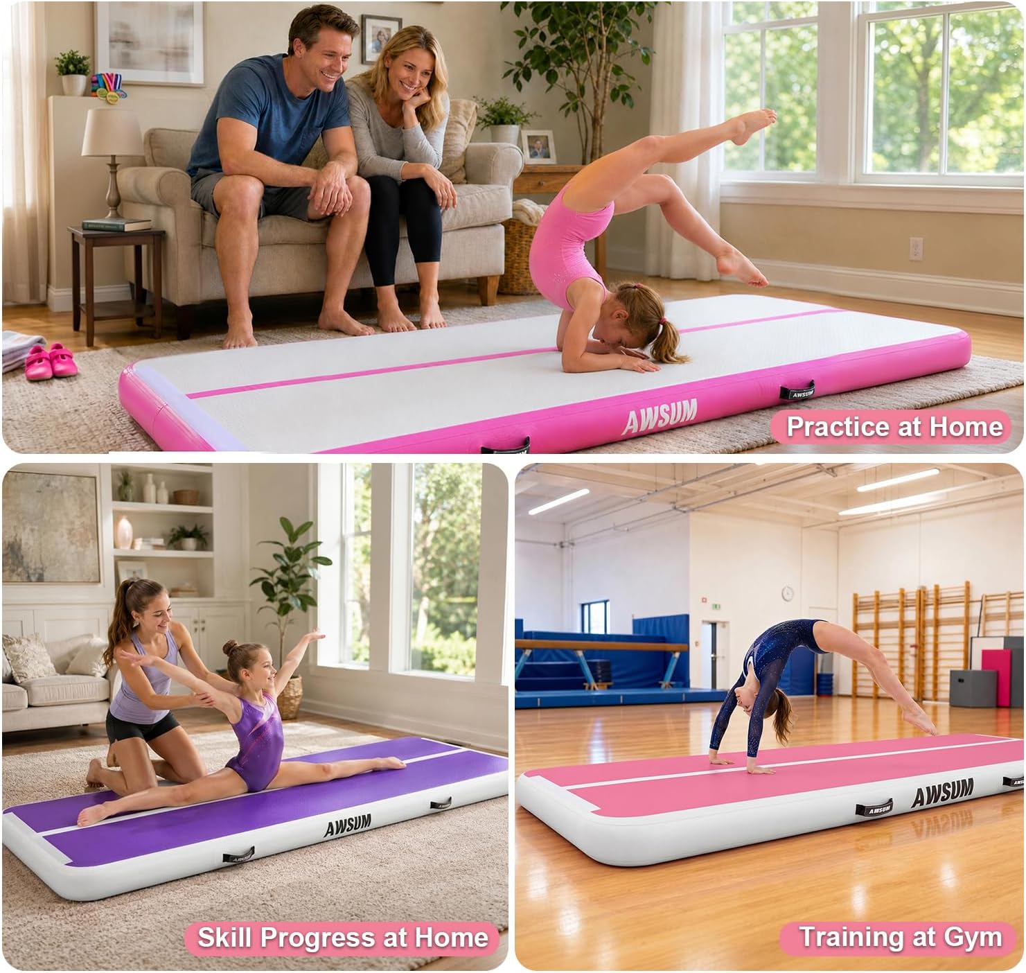 Detalle de AWSUM Inflatable Gymnastics Mat, 1000D PVC