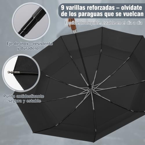 Thumbnail 7 de ZOMAKE Paraguas Plegable Antiviento Grande 139 cm – Resistente y Automático (Negro)