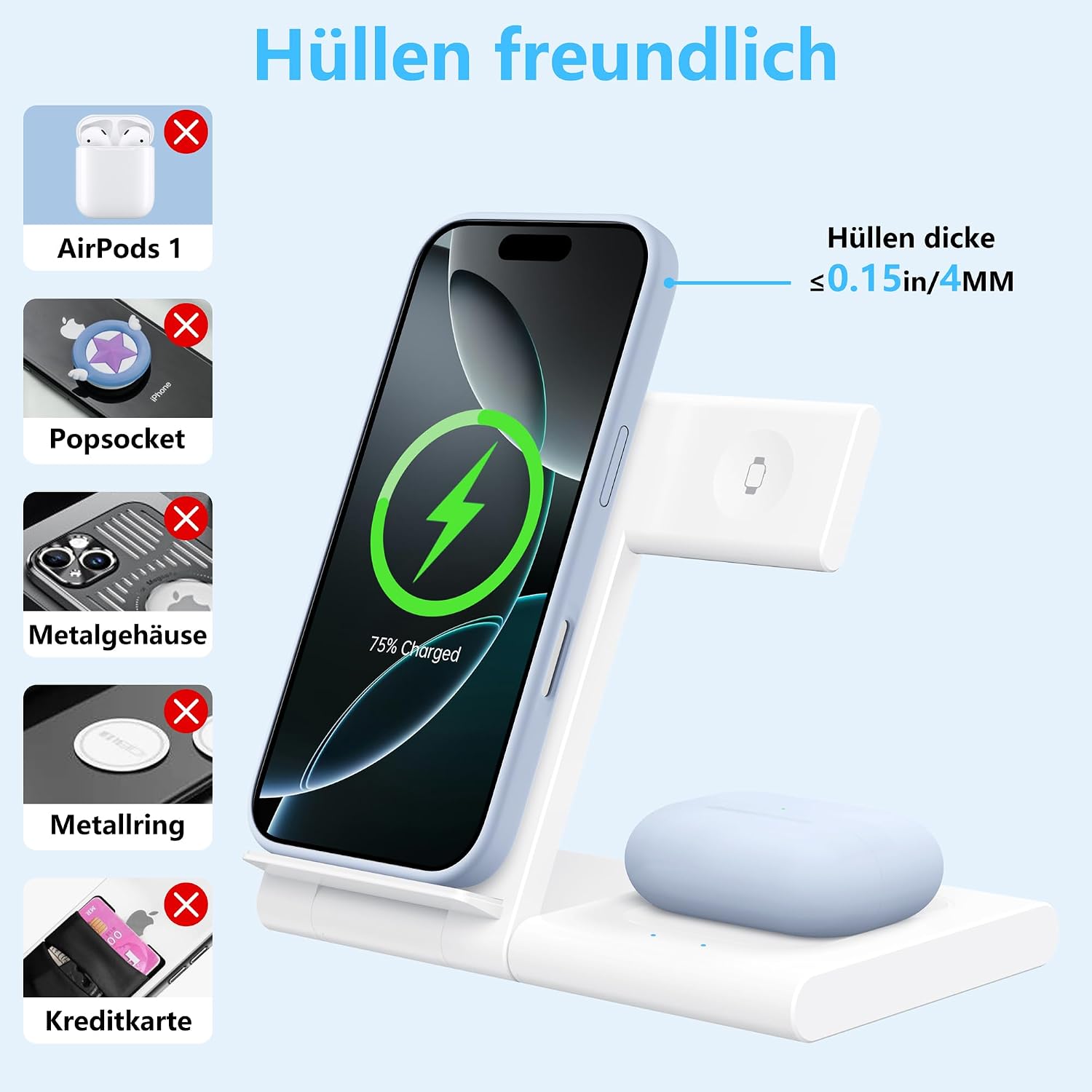 Thumbnail 4 de WATOE 3 in 1 Ladestation Apple Watch iPhone