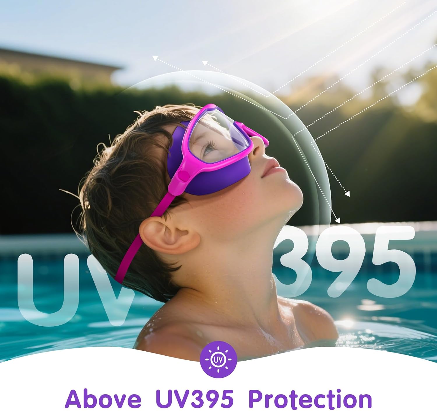 Detalle 2 de Senders 2 Pack Kids Swimming Goggles with 180° Wide Vision, Anti-Fog, UV Protection and Accessories