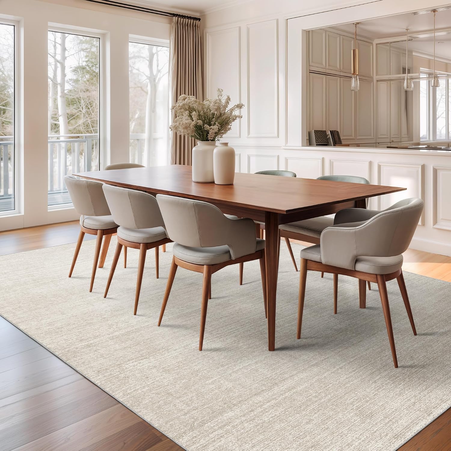 Thumbnail 5 de Valenrug Washable Rugs 5x7: Stain-Resistant, Machine-Washable, Anti-Slip Area Rug (Beige)