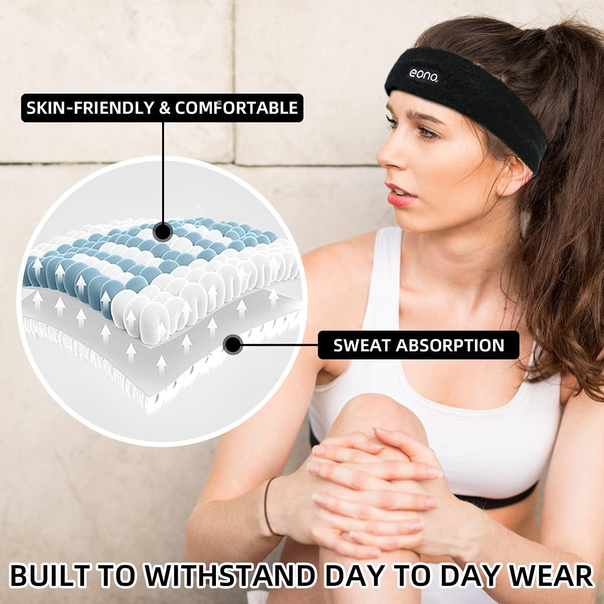 Detalle 2 de Eono Elastic Sports Headband 2Pack - High Absorption
