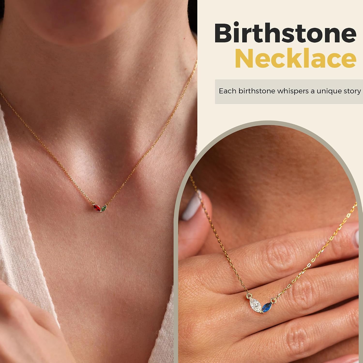 Detalle de Birthstone Necklace with Two Stones