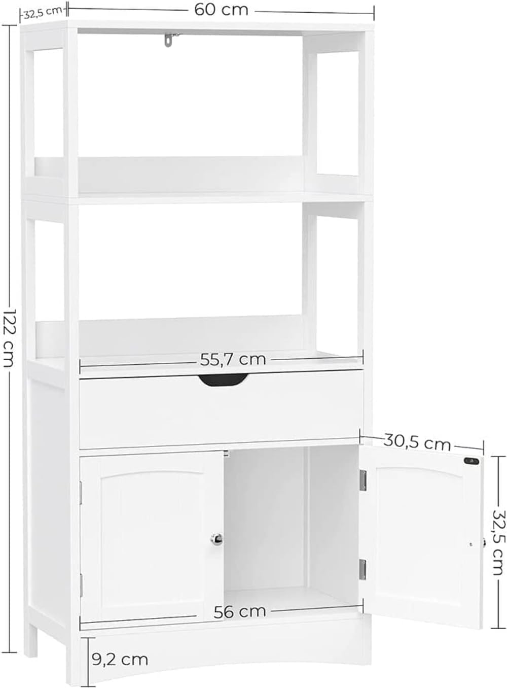 Thumbnail 2 de VASAGLE Armoire Haute Blanc 32,5 x 60 x 122 cm
