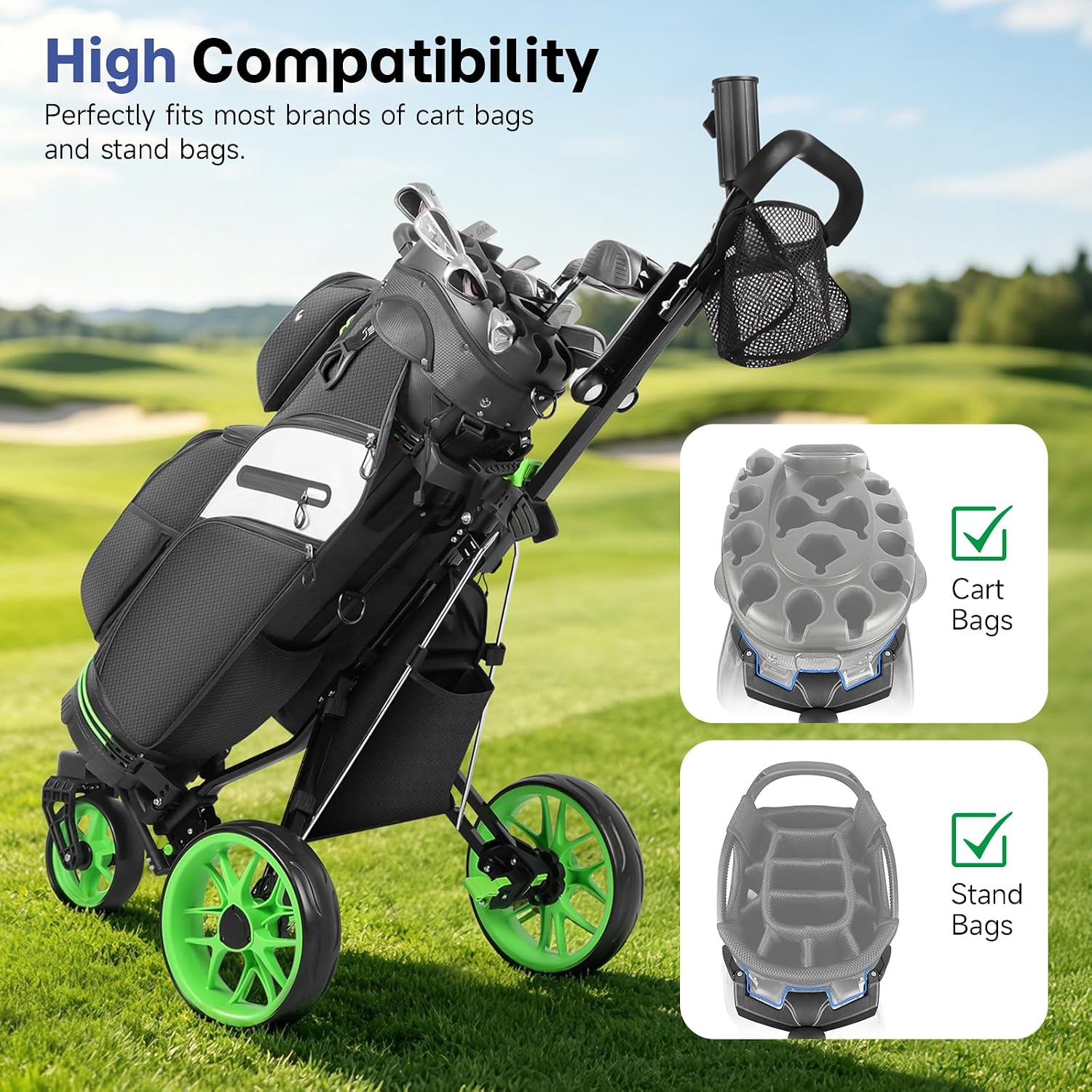 Detalle de Findway 3-Wheel Golf Push Cart with 360° Swivel Front Wheel