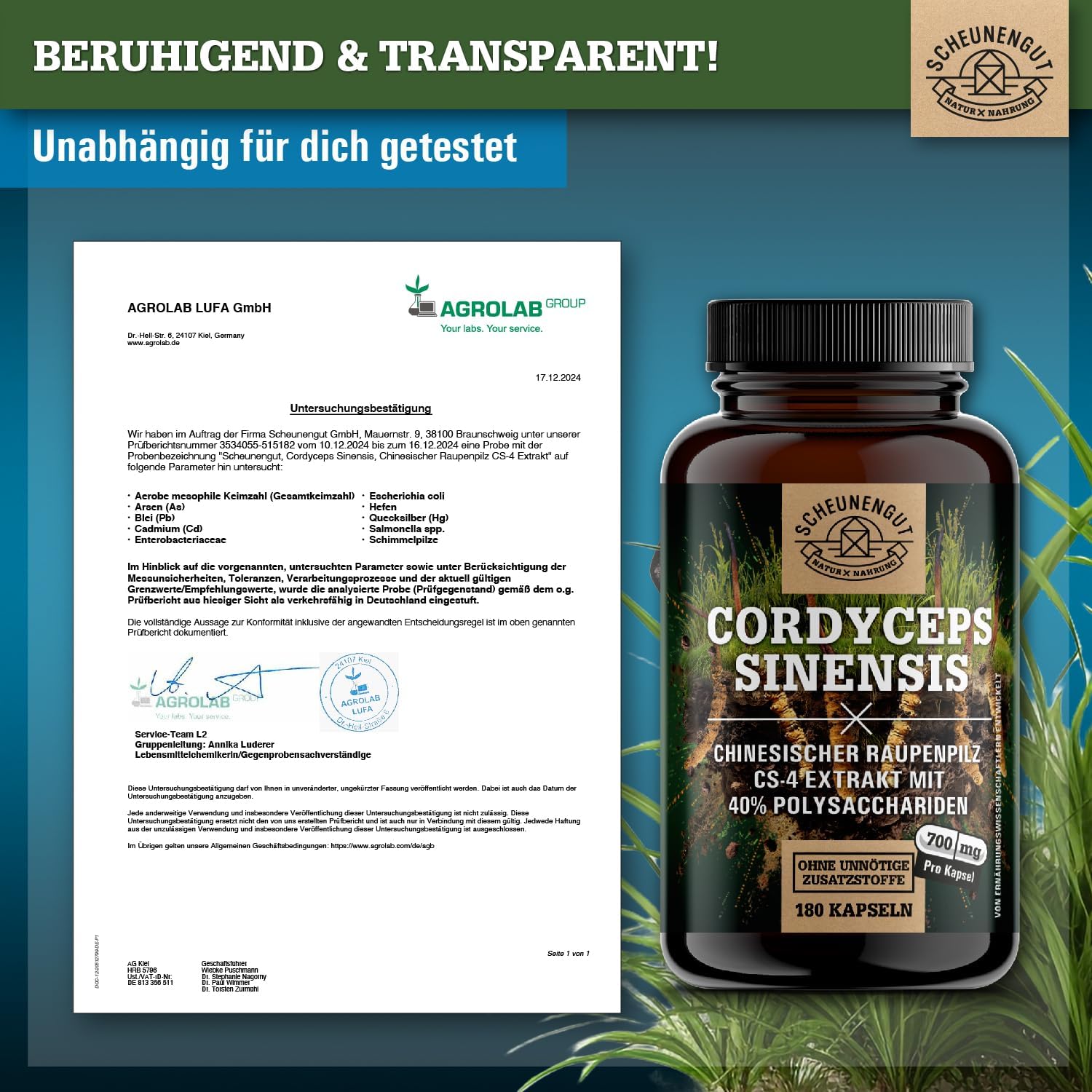 Thumbnail 6 de Cordyceps 1400 mg (10:1 Extrakt) – 40% bioaktive Polysaccharide, vegan – DE SCHEUNENGUT®