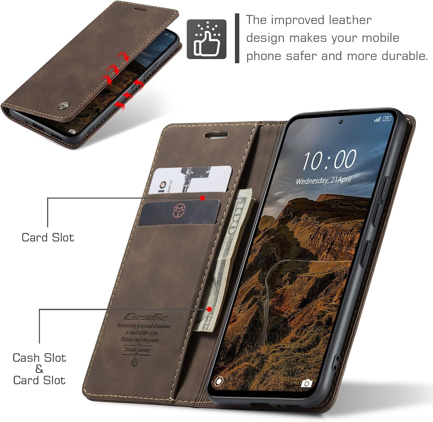 Thumbnail 1 de Cracedily Handyhülle für Xiaomi Redmi Note 13 Pro 4G – Klapphülle aus Kunstleder mit Kartenfächern, Magnet & Standfunktion